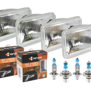 Inner & Outer Semi Sealed Beam 12V Headlight Headlamp Kit of 4 suitable for Landcruiser 60 80 Series